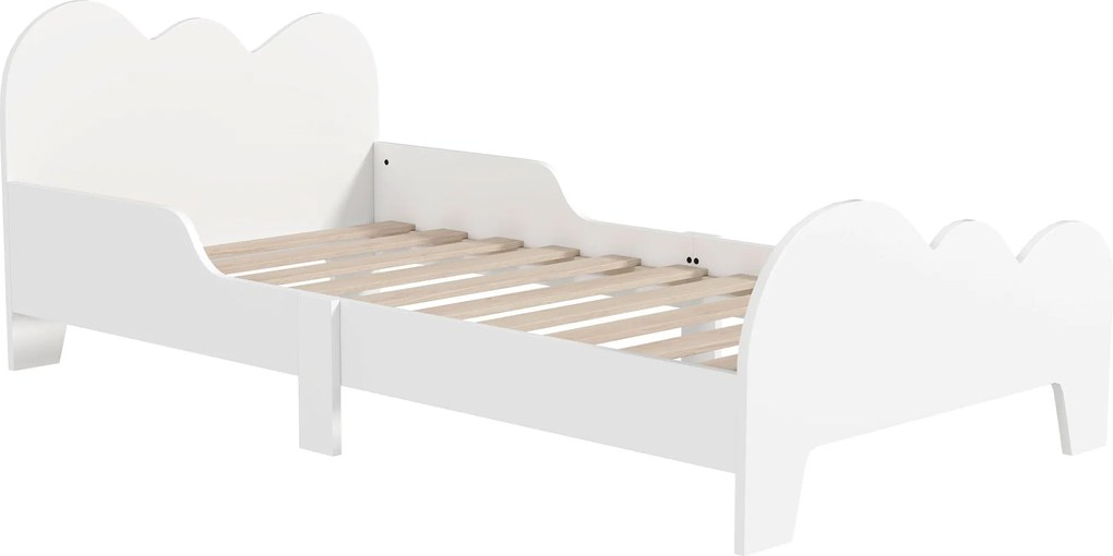 AIYAPLAY Detská posteľ Nízka podlaha 70x140 cm s bezpečnostnými bariérami, laťový rošt súčasťou a dekoráciami v tvare oblaku, Rám postele pre chlapcov
