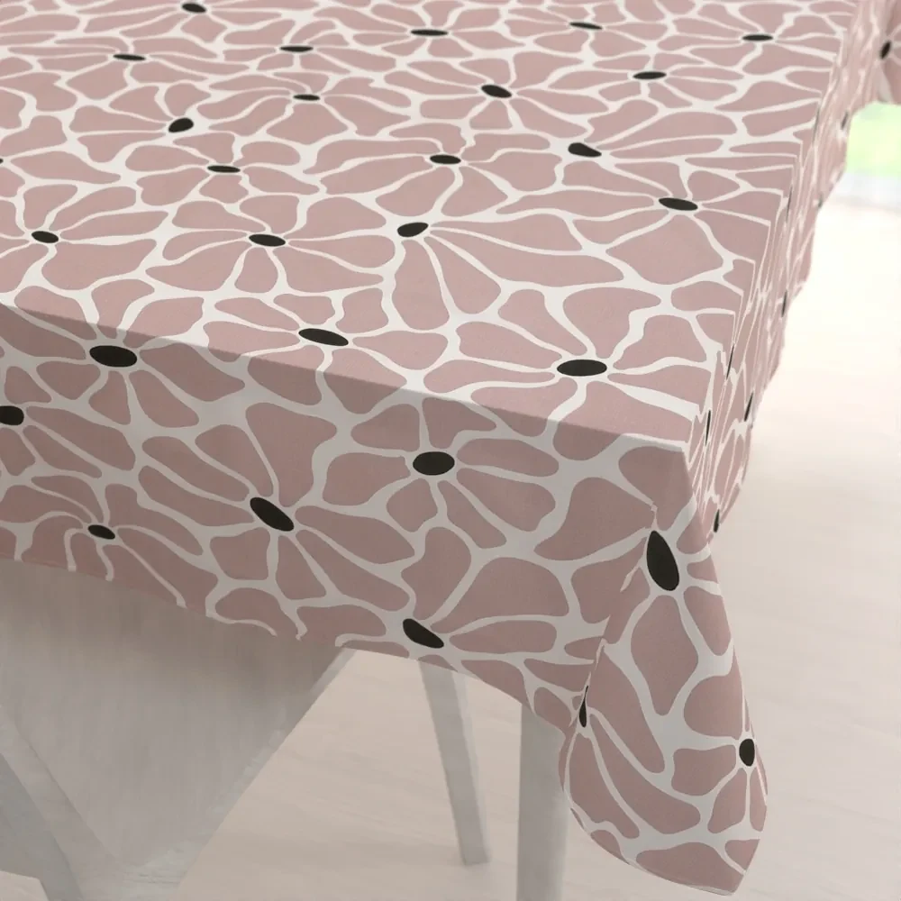 Biante Bavlnený obdĺžnikový obrus Sandra SA-483 Hnedoružové designové kvety na bielom 60x100 cm
