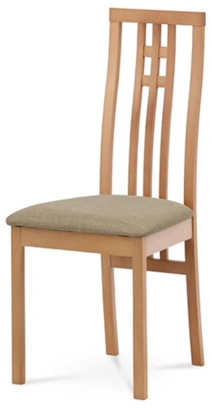 Drevená jedálenská stolička vo farbe buk čalúnená látkou