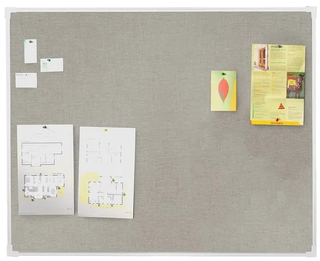 Nástenka s hliníkovým rámom ELIZA, 600x450 mm, svetlošedá