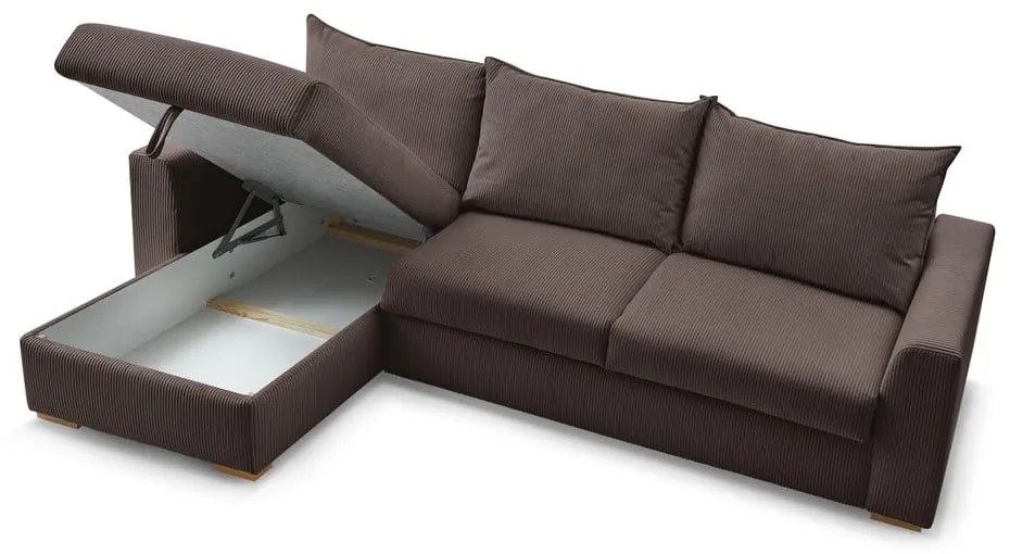 Hnedá menčestrová rozkladacia rohová pohovka (variabilná) Augustin – Bobochic Paris