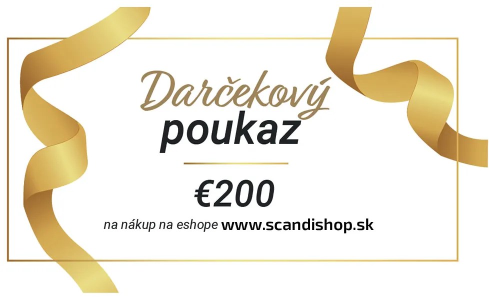 Darčekový poukaz na 200 € Forma poukazu: Elektronický