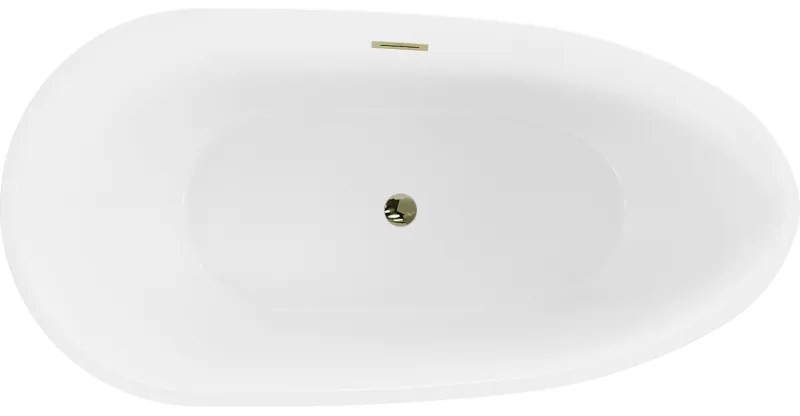 Mexen Eos, voľne stojaca vaňa 150 x 75 cm, biela-čierna, zlatý lesklý prepad, 52471507575-50