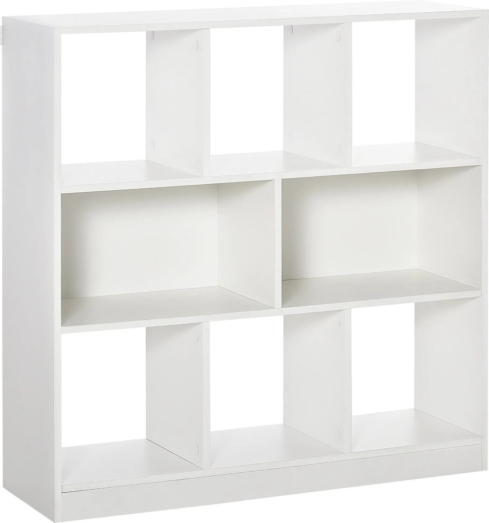 HOMCOM Knižnica s 8 priehradkami, moderný police pre obývačku, spálňu a kanceláriu 97,5x30x100 cm biela | Aosom