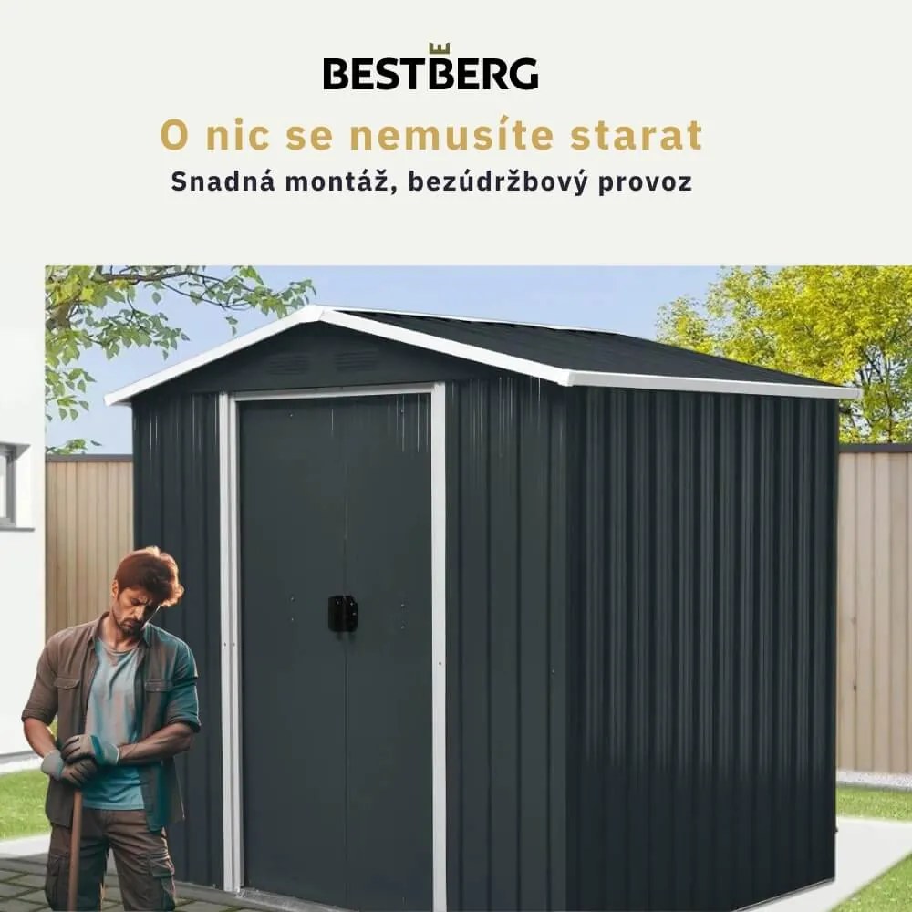 Záhradný domček BestBerg ZDB-2A / 2,5 m² / 194 x 131 x 184 cm / šedá