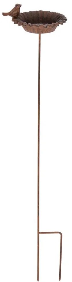Zapichovacie napájadlo pre vtáky Blossom, 76x13,5 cm, liatina, hnedá