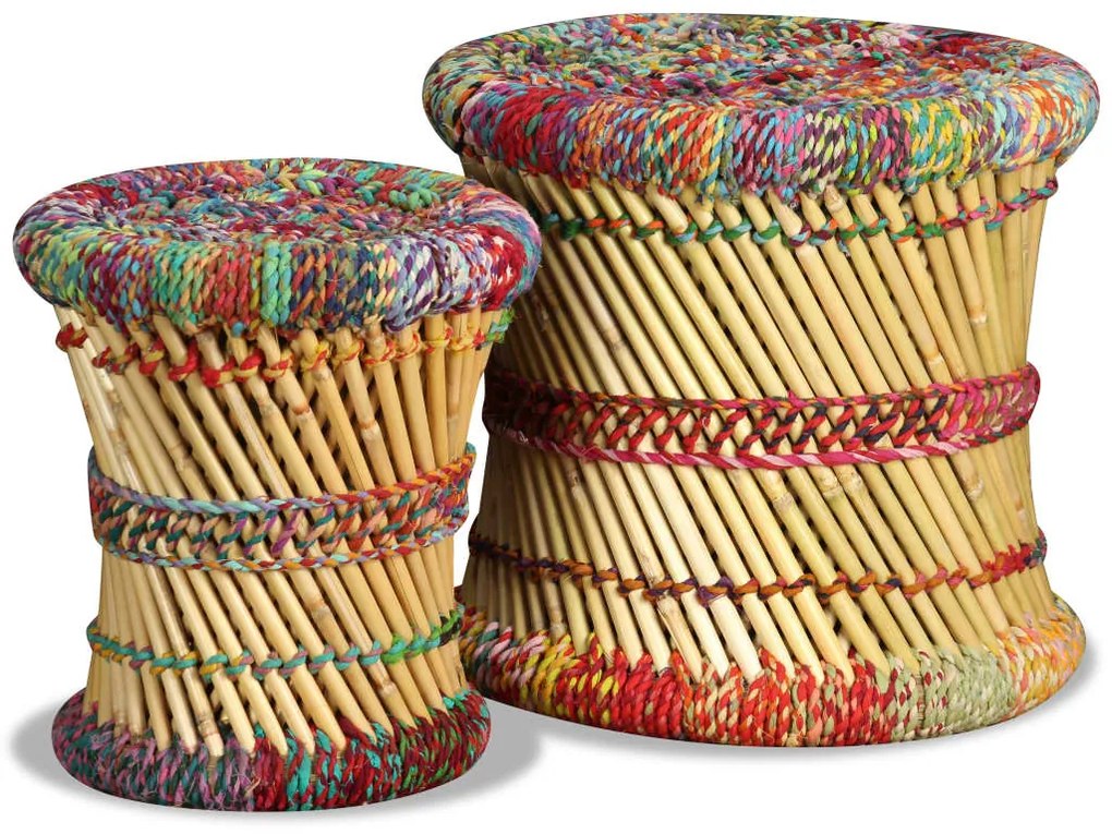 vidaXL 2-dielna súprava stoličiek s chindi detailmi, bambusová, viacfarebná