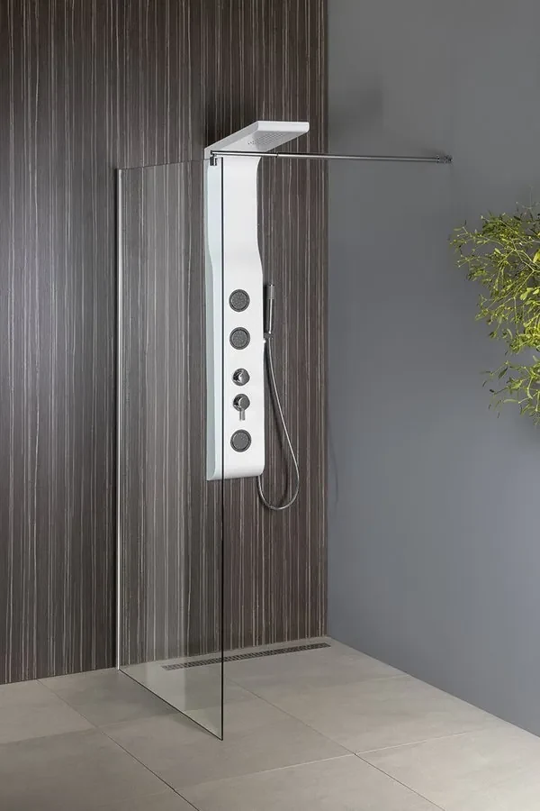 Aqualine Aqualine, WALK-IN stena na inštaláciu na múr so vzperou, jednodielna, 900 mm, sklo číre, WI091