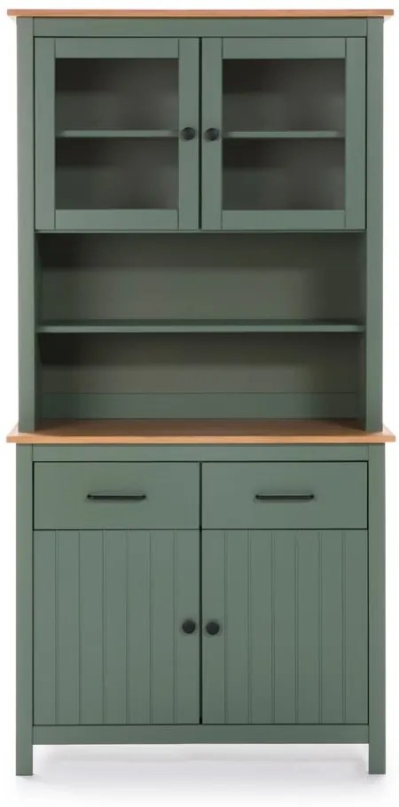 Zelená vitrína z borovicového dreva 90x180 cm Miranda – Marckeric