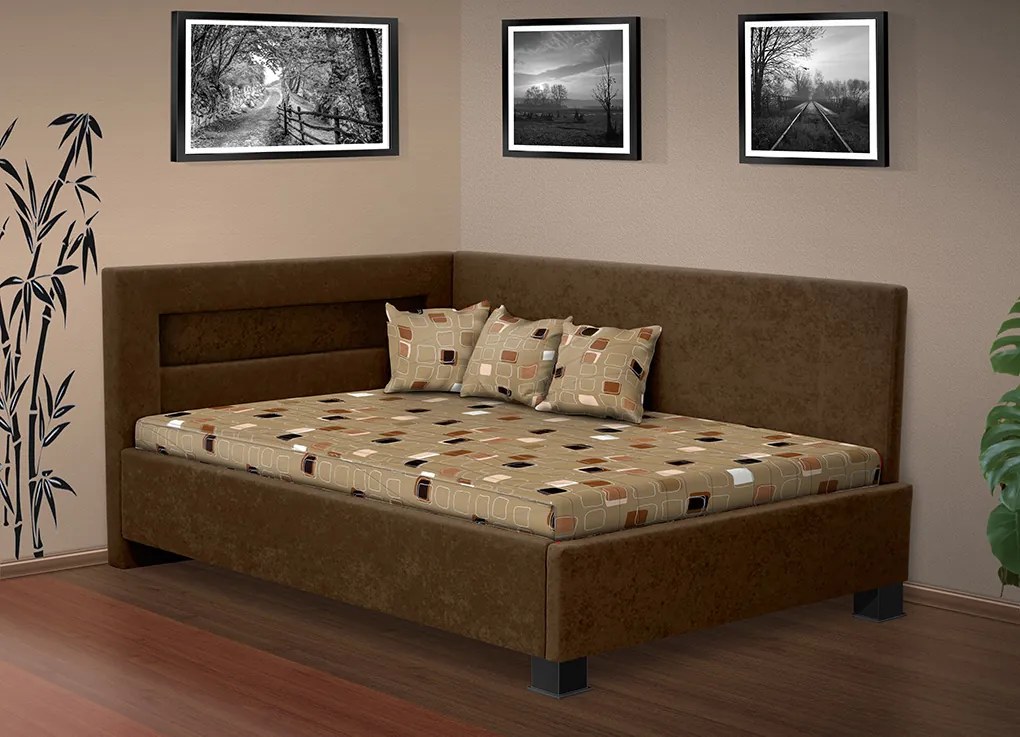 Nabytekmorava Čalúnená posteľ s úložným priestorom Mia Robin 160 cm s LED osvetlením matrac: bez matrace, farebné čalúnenie: hnědá, úložný priestor: bez úložného priestoru