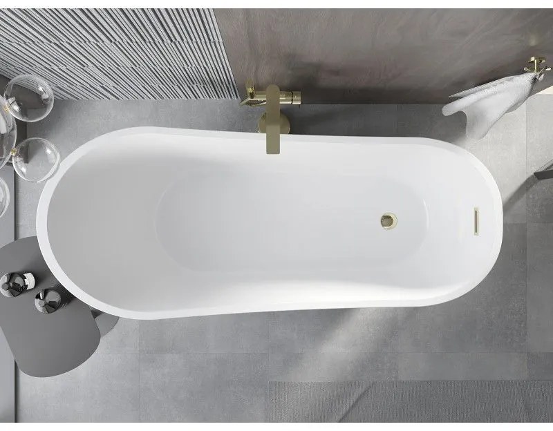 Mexen Alta, voľne stojaca vaňa 170 x 75 cm, biela, zlatý lesklý prepad, 52141707500-50