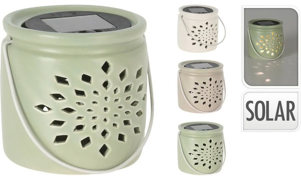 ,Solárny lampáš Darena zelená, 9,2 x 9 x 11 cm, porcelán