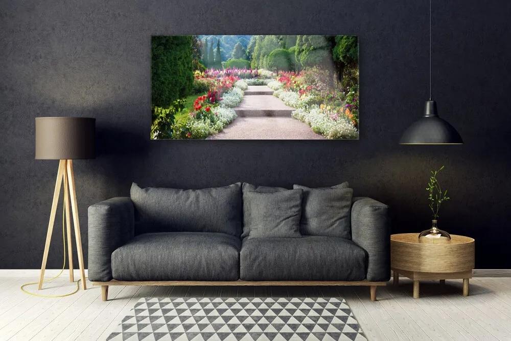 Obraz plexi Park kvety schody záhrada 120x60 cm