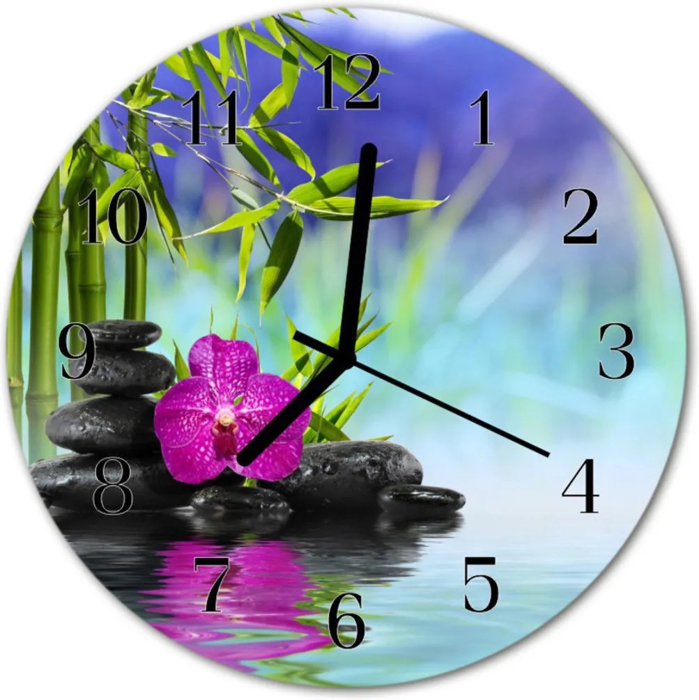 Nástenné sklenené hodiny  Orchid spa