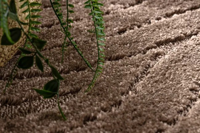 Kúpeľňový koberček SUPREME WAVES vlny, hnedý kruh