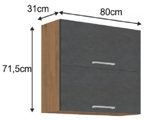 Horná kuchynská skrinka 80 GU-72 2F Velaga (sivá matná + dub lancelot). Vlastná spoľahlivá doprava až k Vám domov. 1015867