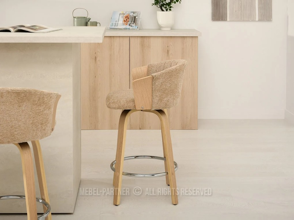 Stolička Helm (béžová + dub). Akcia -21%. Vlastná spoľahlivá doprava až k Vám domov. 1110629