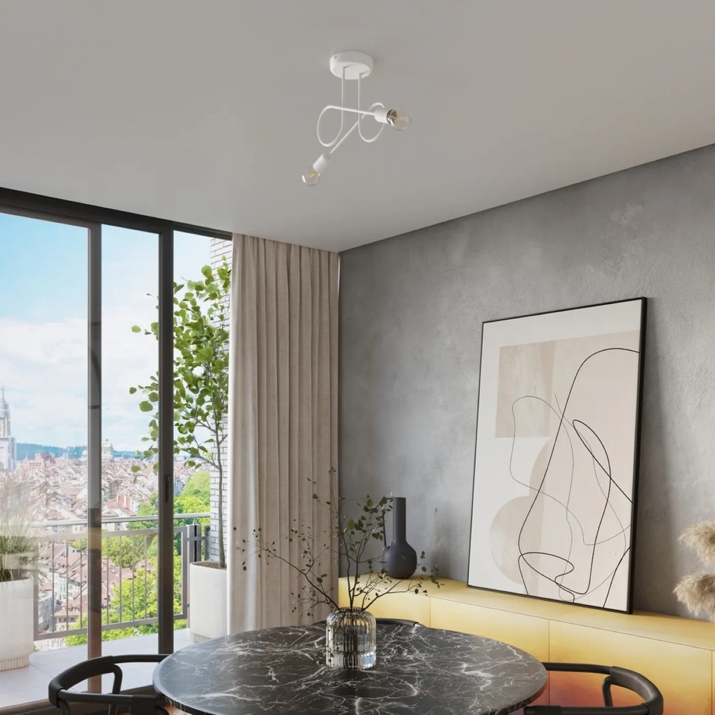 Stropné svietidlo Loop 2, biele telo svietidla