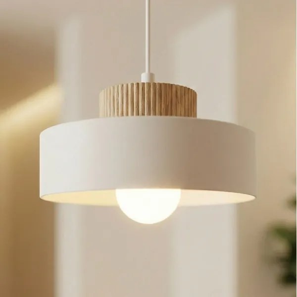 Biely luster na lanku KIVI 1xE27/15W/230V