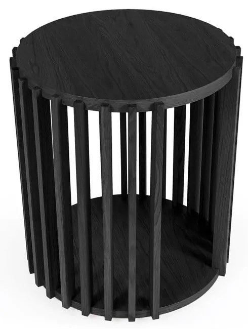 Čierny odkladací stolík Woodman Drum, ø 53 cm