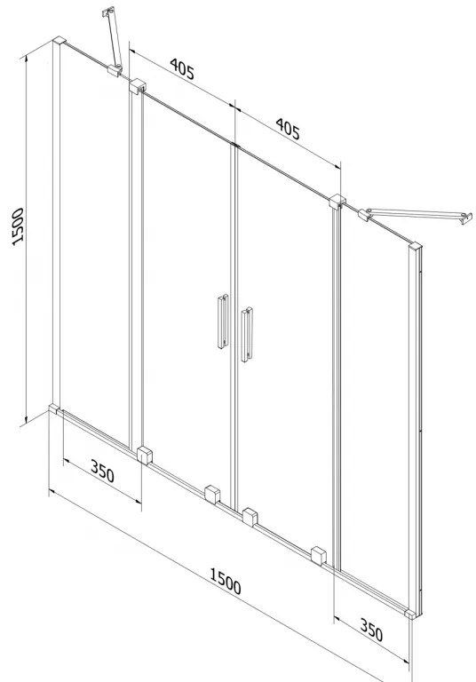Mexen Velar Duo, 2-krídlová posuvná vaňová zástena 150 x 150 cm, 8mm šedé sklo, chrómová, 896-150-000-42-01