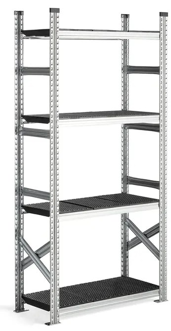 Regál na potraviny TRANSFORM, základná sekcia, 1972x900x400 mm, čierny