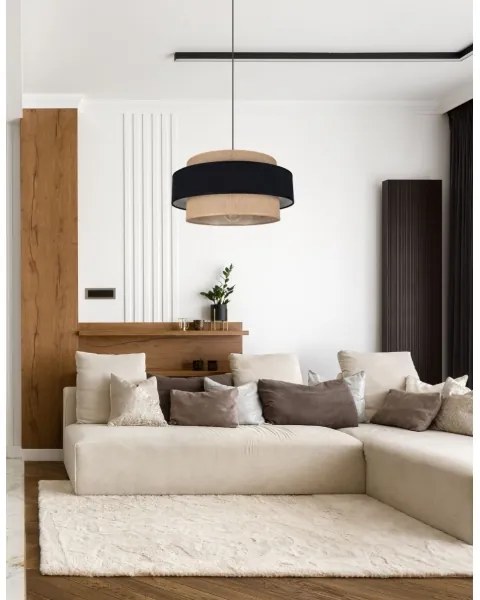 Luster na lanku CORSA 1xE27/60W/230V čierna/béžová