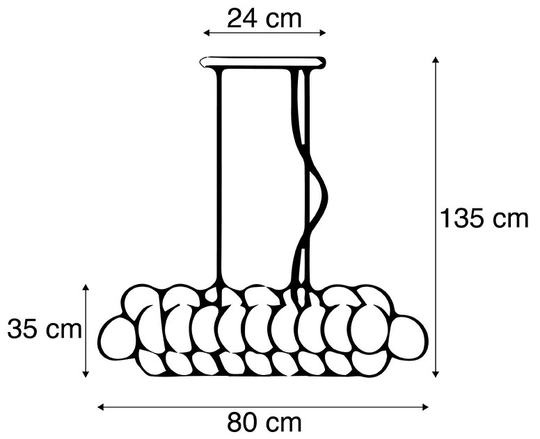 Art Deco závesná lampa čierna s dymovým sklom 8-Lights - Uvas