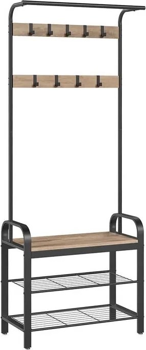 VASAGLE vešiak na kabáty s 9 odnímateľnými háčikmi HSR040K – 33,7 × 72 × 183 cm