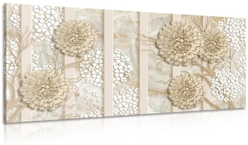 Obraz abstraktné kvety na mramorovom pozadí Varianta: 120x60