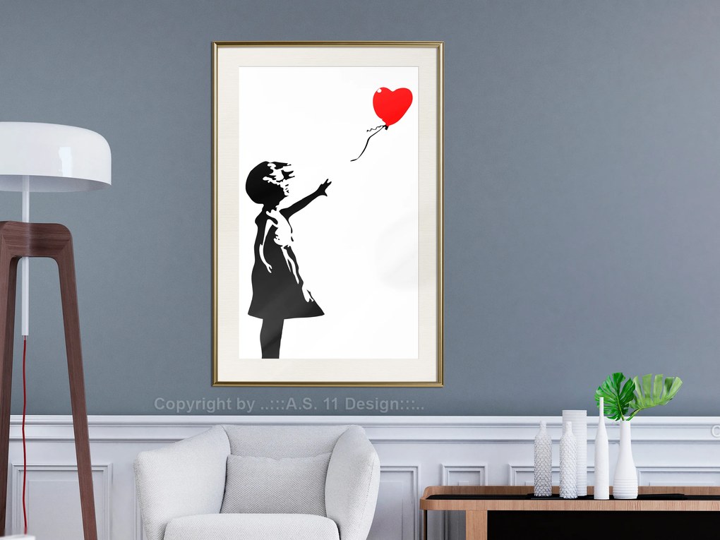 Artgeist Plagát - Little Girl with a Balloon [Poster] Veľkosť: 20x30, Verzia: Čierny rám