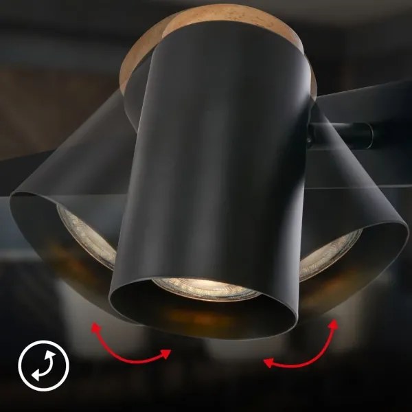 Briloner 4059045 - Závesné svietidlo ERA na lankách 4xGU10/10W/230V čierne