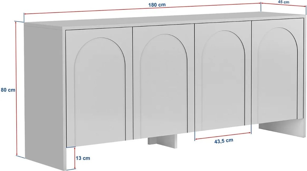 Dizajnová komoda Uchenna 180 cm biela
