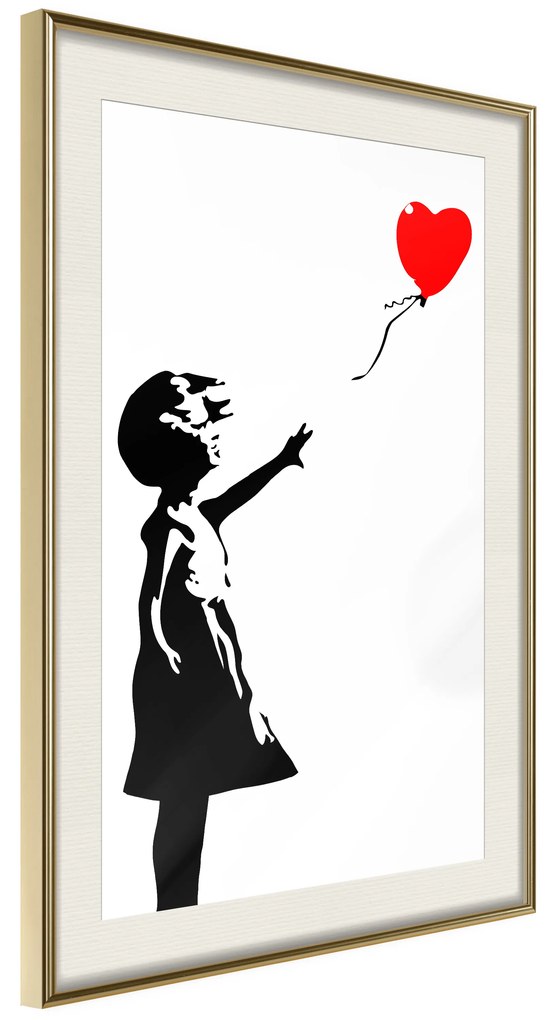 Artgeist Plagát - Little Girl with a Balloon [Poster] Veľkosť: 40x60, Verzia: Zlatý rám