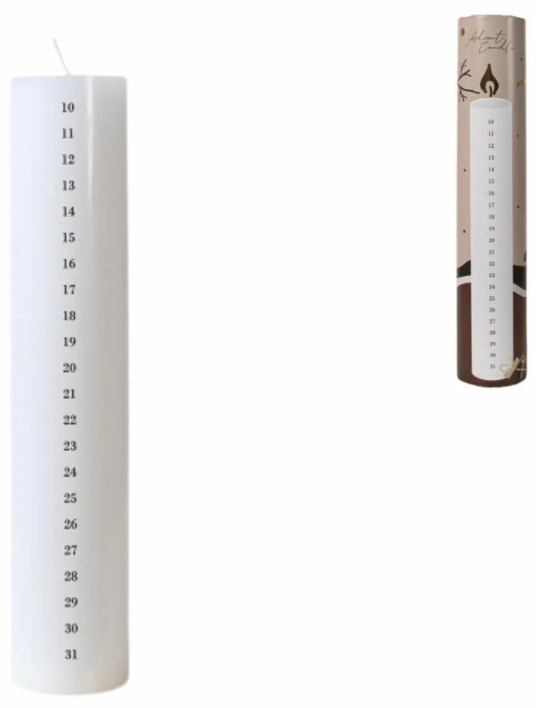 Adventná sviečka NUMIRA 25 cm, biela