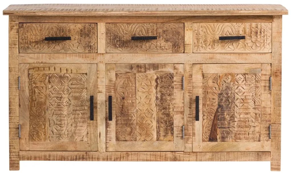 furniture-nabytek.cz - Masivní příborník Mumbai z mangového dřeva, lakovaný, hnědý – 140×42×80 cm
