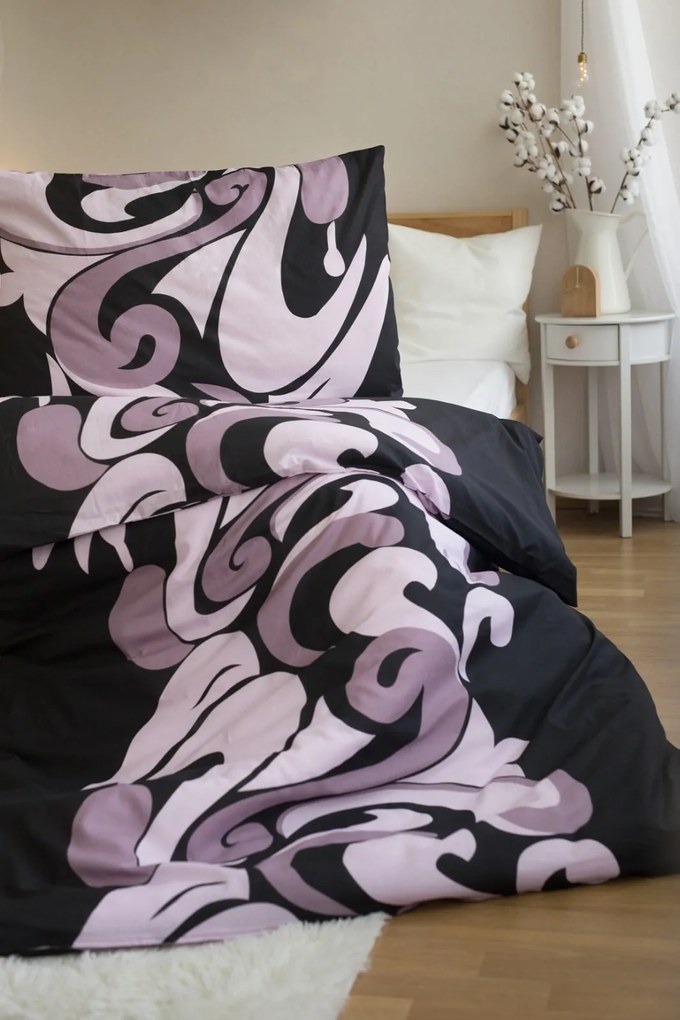 Polybavlnené obliečky na 2 postele TATTOO, čierne Rozmer obliečky: 2 ks 70 x 90 cm | 2 ks 140 x 200 cm
