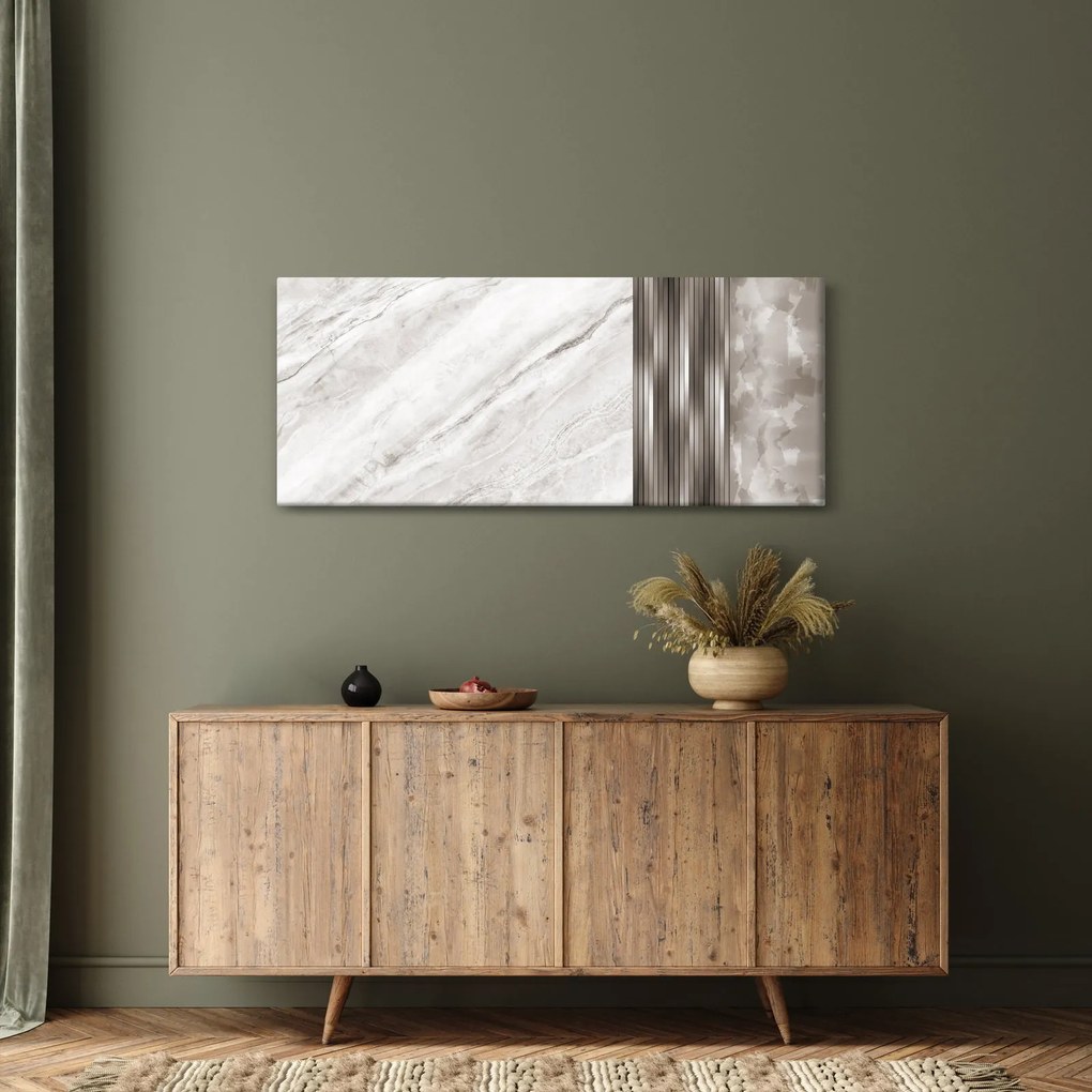 Obraz - Mramor so striebornými linkami (120x50 cm)