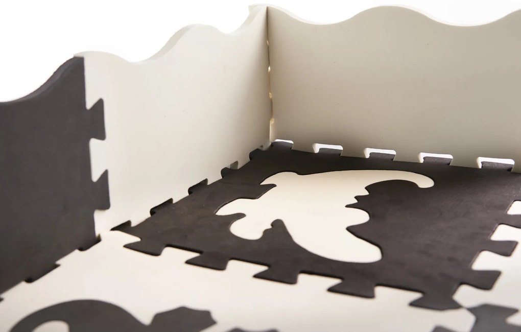 KIK Penové puzzle podložka / ohrádka pre deti 25 kusov čierna a biela