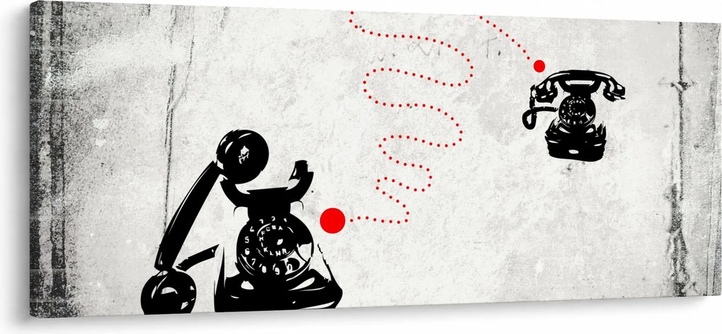 Obraz - Kresba telefónu na štýl Banksyho (120x50 cm)