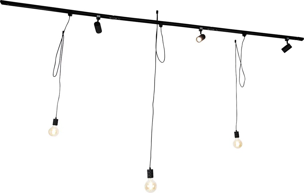 Inteligentný koľajnicový systém čierny 3 reflektory a závesné svietidlo 1-fázový - Cavalux Jeana