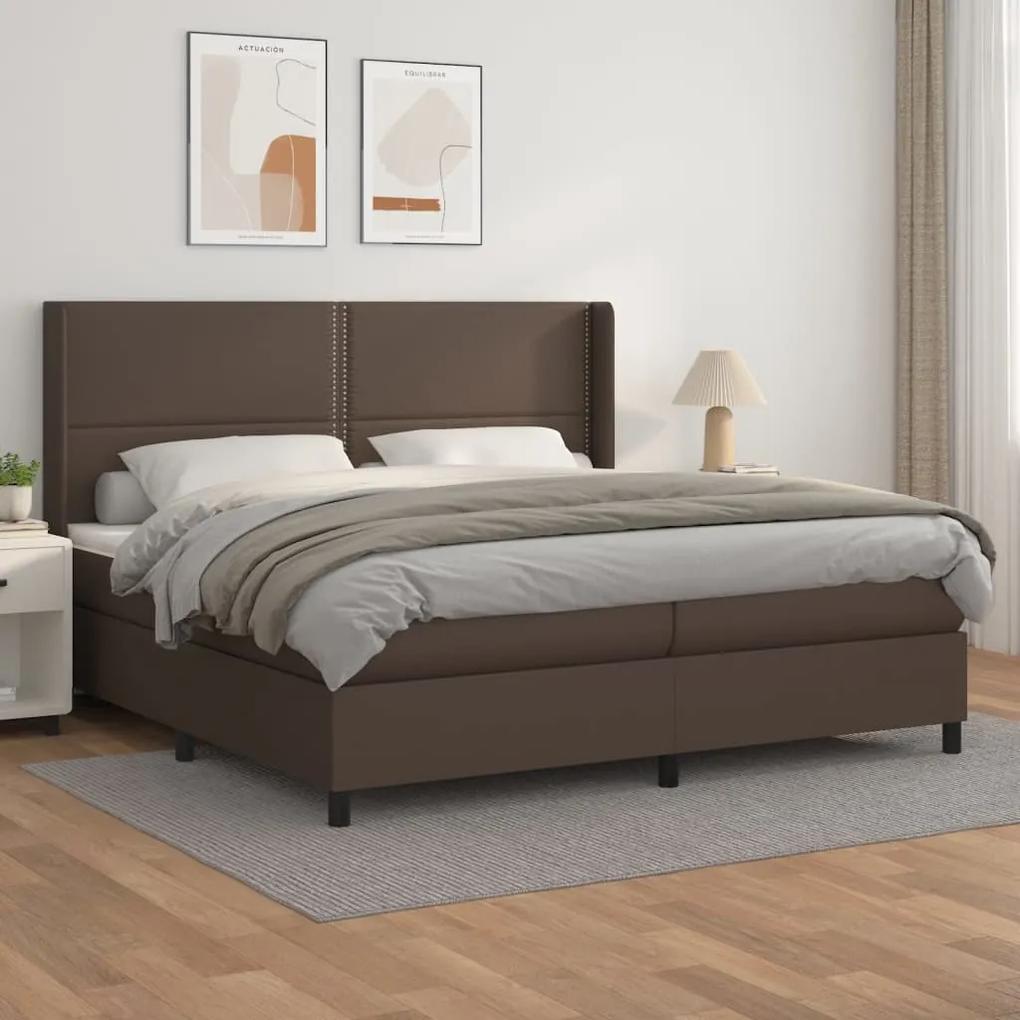 Boxspring posteľ s matracom hnedá 200x200 cm umelá koža 3132462