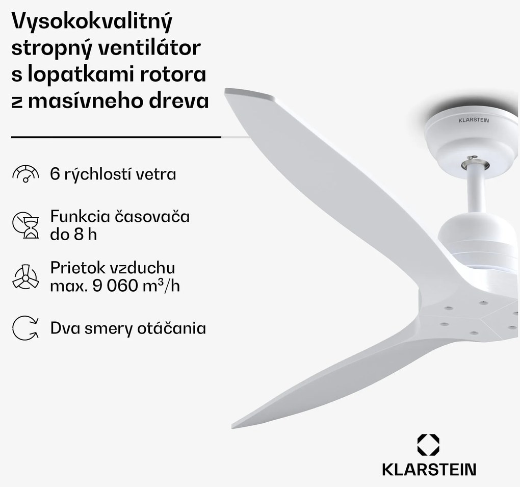 Klarstein Santa Elena 52" stropný ventilátor, 9 060 m³/h, 6 stupňov rýchlosti, diaľkové ovládanie