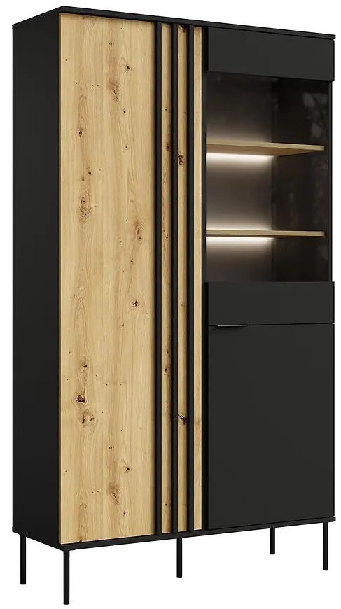 Vitrína 2D Rimini 01 čierna/artisan