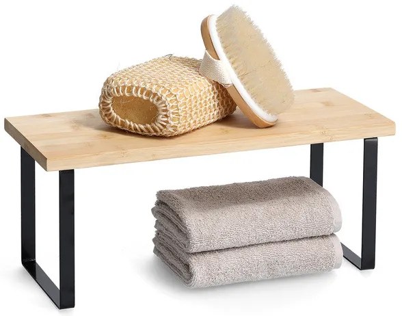 Zeller Present Prídavná polica, drevená podesta, nohy čierny kov ZELLER - AREA