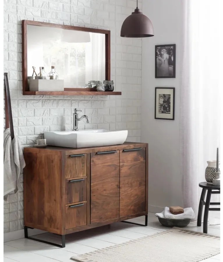 furniture-nabytek.cz - Masívna kúpeľňová zostava Sidora Dark I z akáciového dreva, lakovaná, hnedá