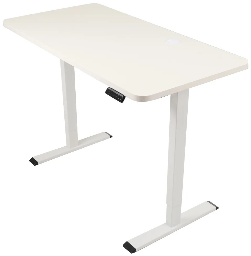 Výškovo nastaviteľný elektrický stôl BestBerg BBAT-14WW / rozmer 140x70 cm / výška 93,4-125,4 cm / biely