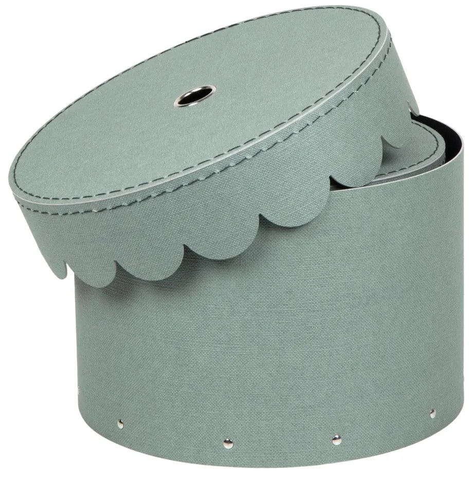 Kartónové úložné boxy s vekom v mentolovej farbe v súprave 2 ks ø 26x17,5 cm Wilma – Bigso Box of Sweden