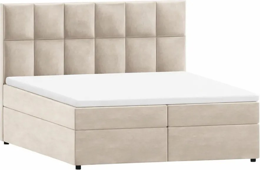 Béžová boxspring posteľ s úložným priestorom 140x200 cm Flip – Ropez