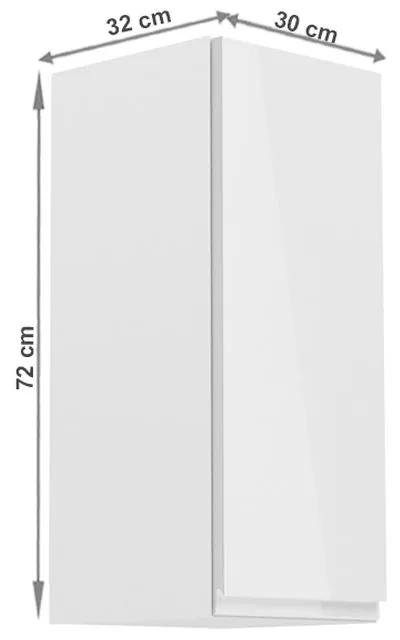 Kondela Horná skrinka, AURORA G30, biela/biely extra vysoký lesk, pravá